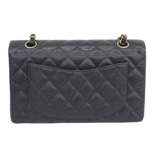 CHANEL Around 2003 Made Caviar Skin Classic Flap Chain Bag 23Cm Black