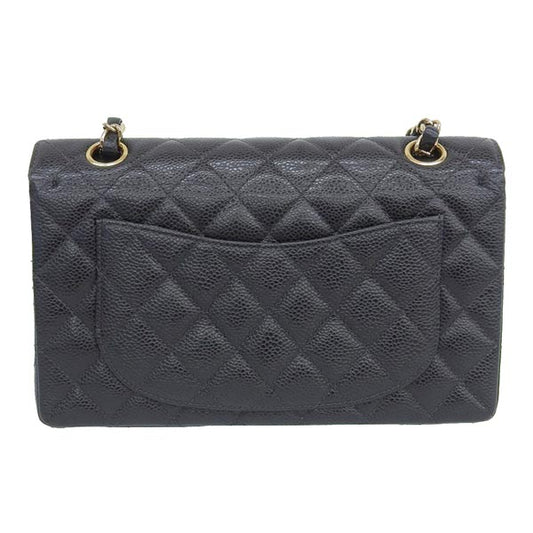CHANEL Around 2003 Made Caviar Skin Classic Flap Chain Bag 23Cm Black