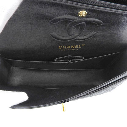 CHANEL Around 2003 Made Caviar Skin Classic Flap Chain Bag 23Cm Black