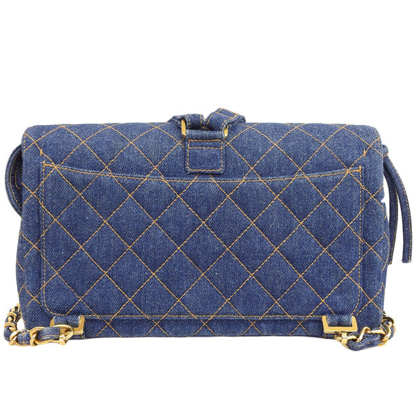 CHANEL Around 1997 Made Denim Classic Flap Backpack Indigo