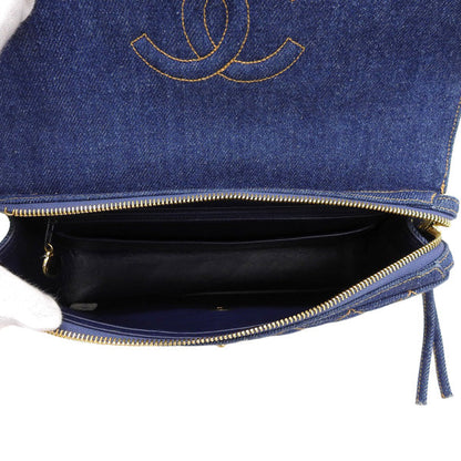 CHANEL Around 1997 Made Denim Classic Flap Backpack Indigo