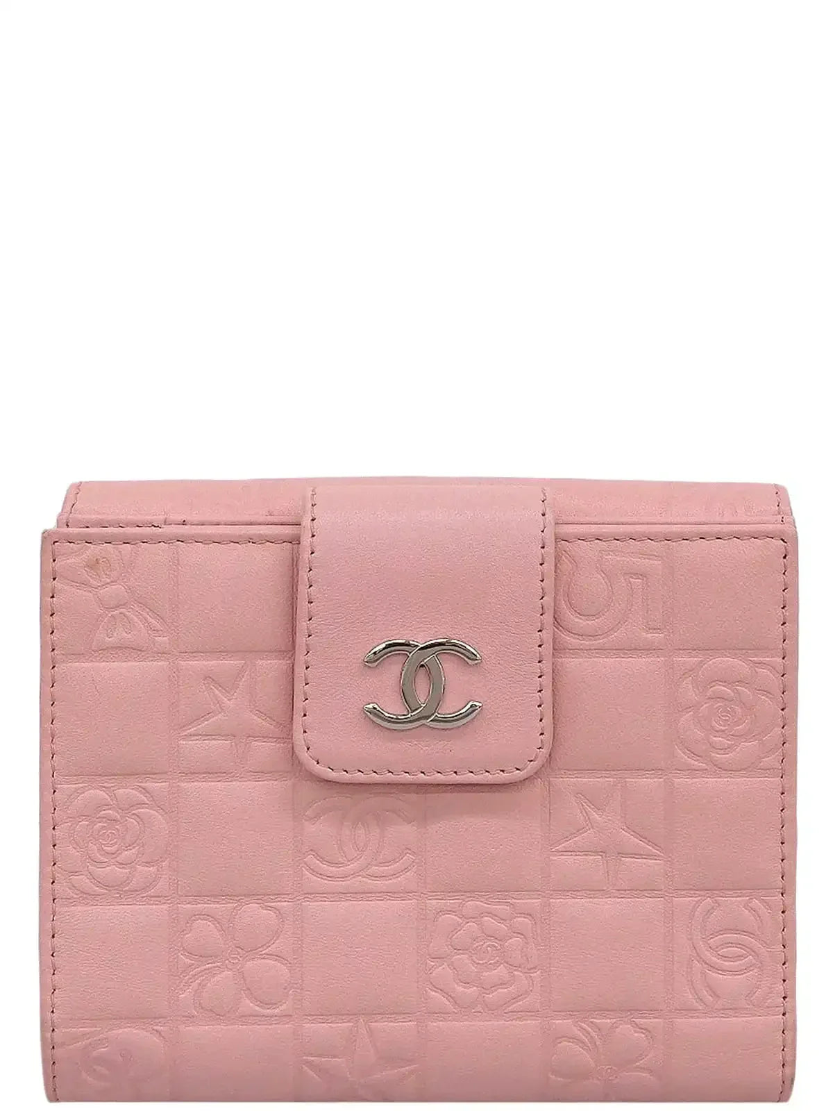 CHANEL Around 2003 Made Icon Cc Mark Plate Wallet Pink