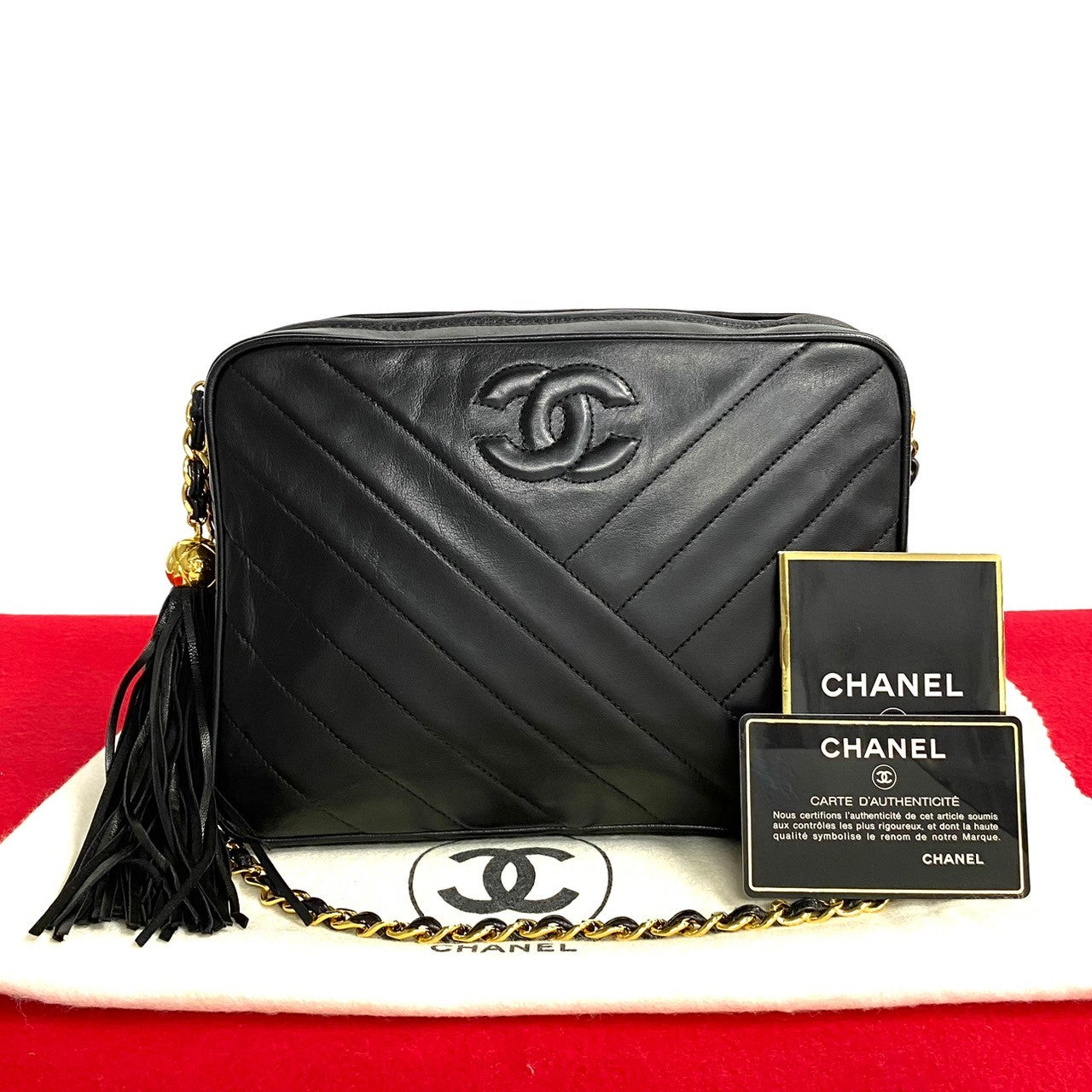 Chanel CC Chevron Camera Bag  Leather Crossbody Bag in Good condition