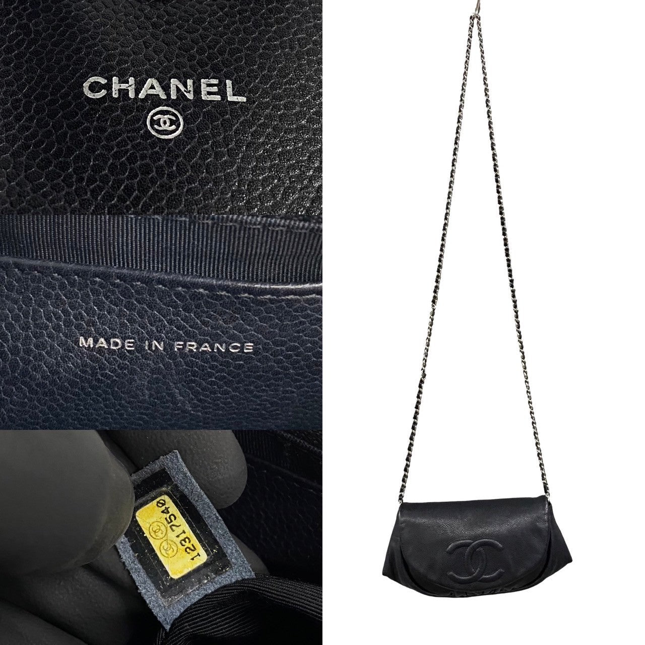 Chanel Half Moon Chain Wallet Leather Shoulder Bag 12番台 in Good condition