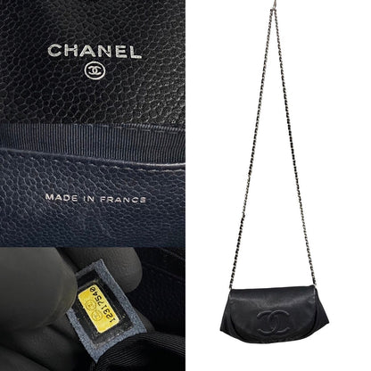 Chanel Half Moon Chain Wallet Leather Shoulder Bag 12番台 in Good condition