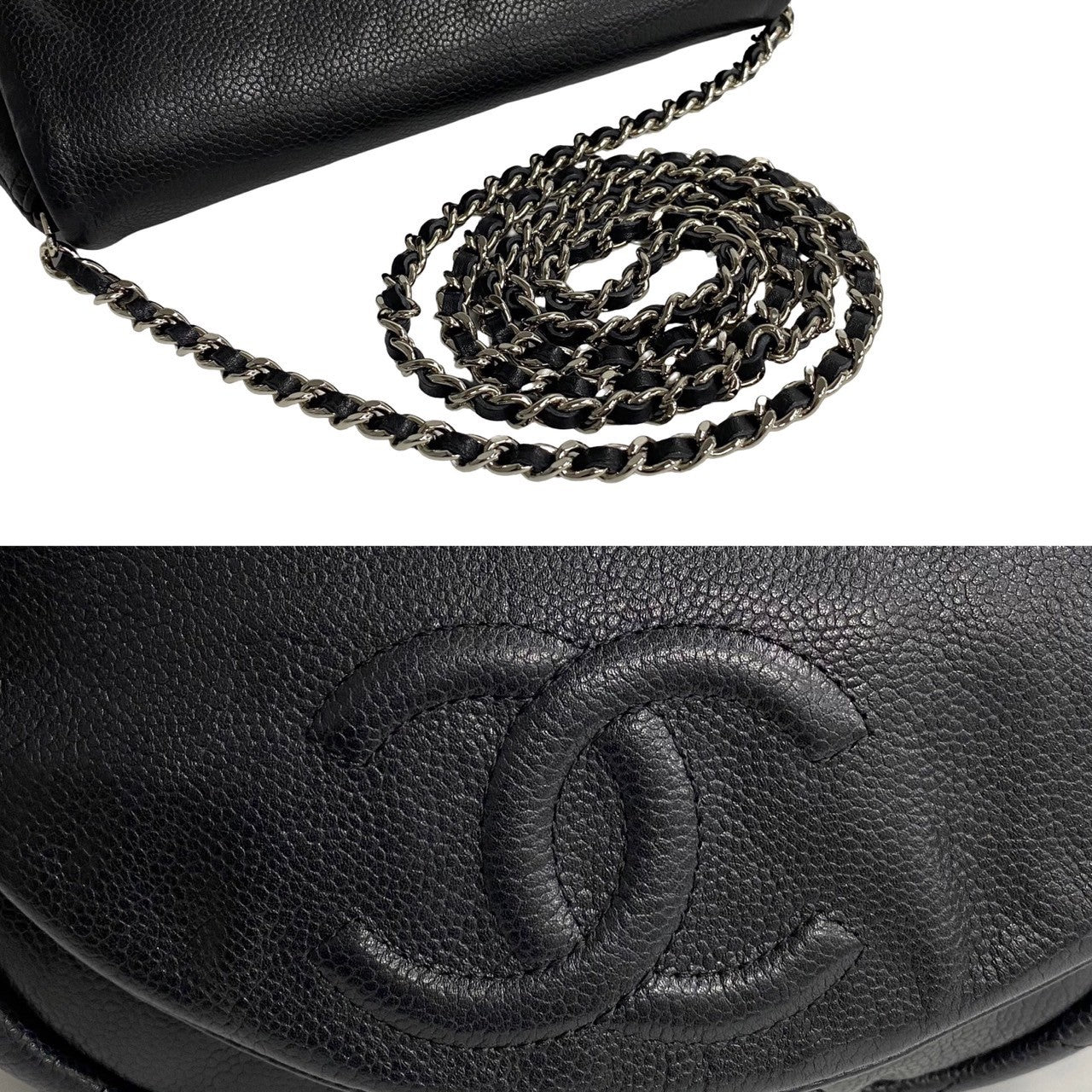 Chanel Half Moon Chain Wallet Leather Shoulder Bag 12番台 in Good condition