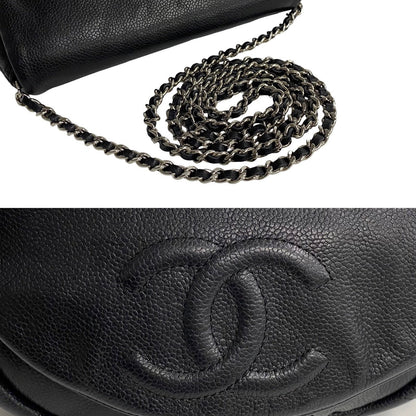 Chanel Half Moon Chain Wallet Leather Shoulder Bag 12番台 in Good condition