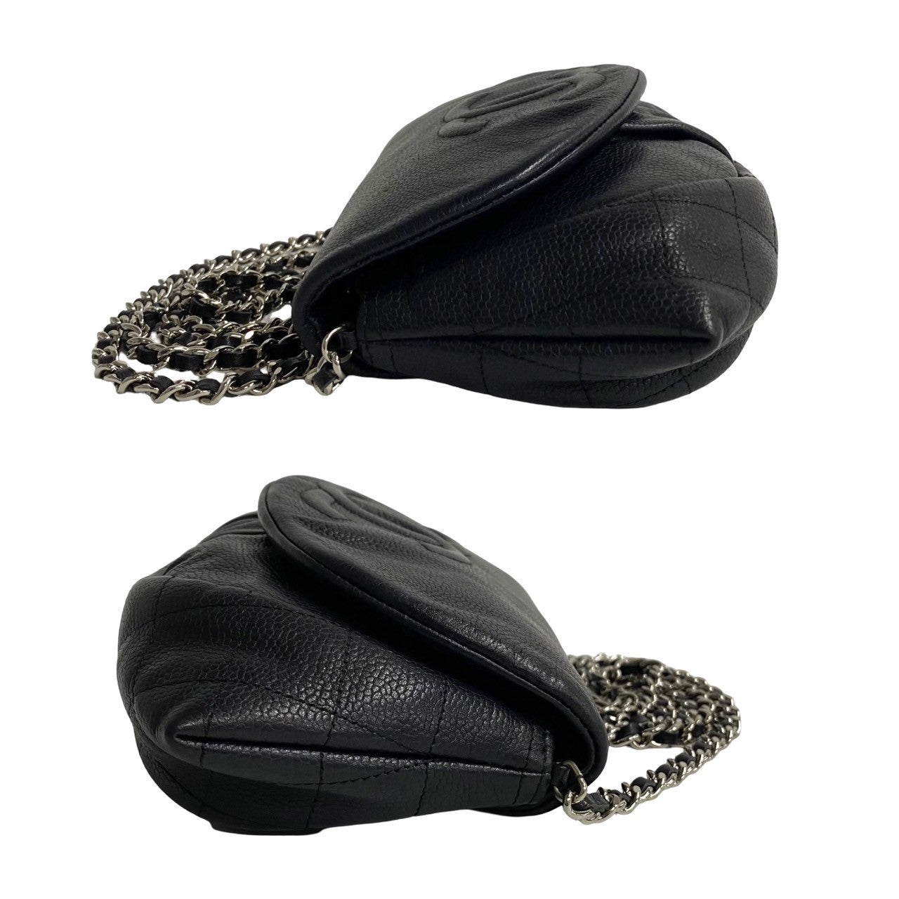 Chanel Half Moon Chain Wallet Leather Shoulder Bag 12番台 in Good condition