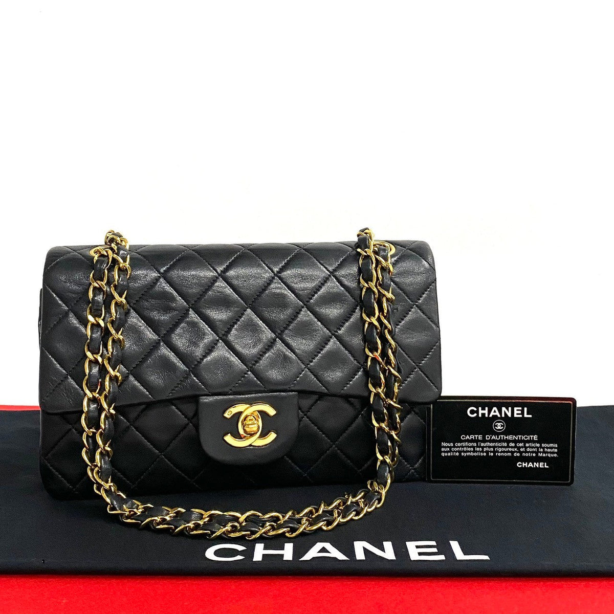 Chanel Lambskin Double Flap Shoulder Bag