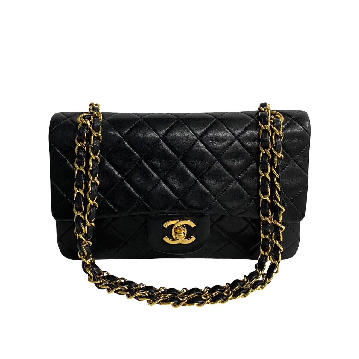 Chanel Lambskin Double Flap Shoulder Bag
