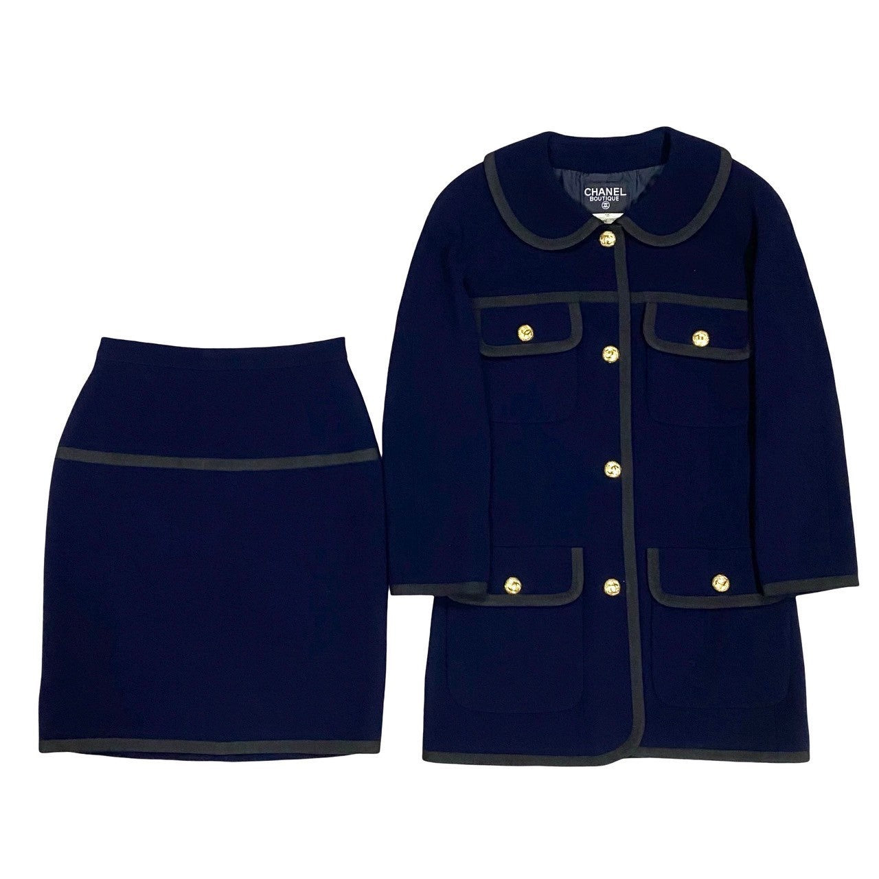 CHANEL setup wool Navy 40
