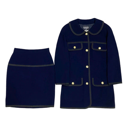 CHANEL setup wool Navy 40