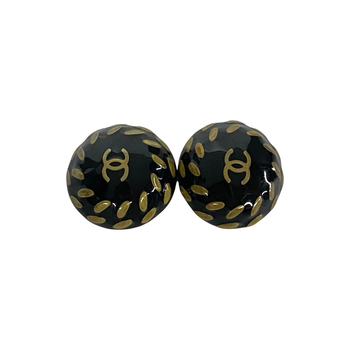 CHANEL Earring Gold Plated black