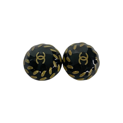 CHANEL Earring Gold Plated black