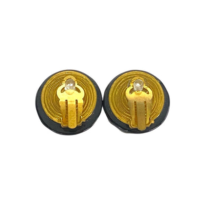 CHANEL Earring Gold Plated black