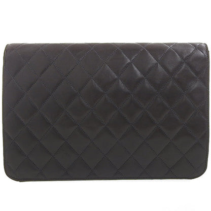 CHANEL Around 1998 Made Cc Mark Plate Chain Bag Black