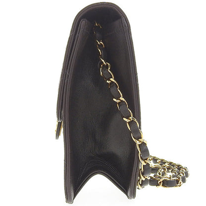 CHANEL Around 1998 Made Cc Mark Plate Chain Bag Black