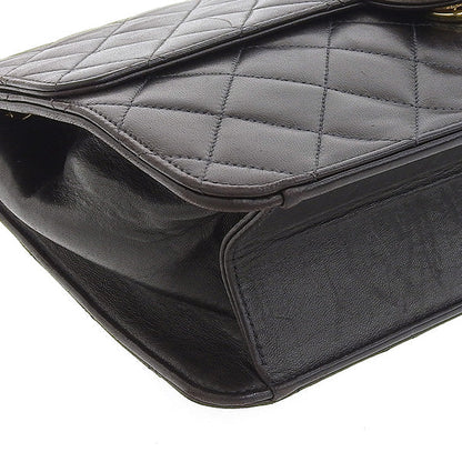 CHANEL Around 1998 Made Cc Mark Plate Chain Bag Black