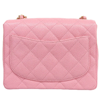 CHANEL Around 2004 Made Caviar Skin Classic Flap Chain Mini Bag Pink