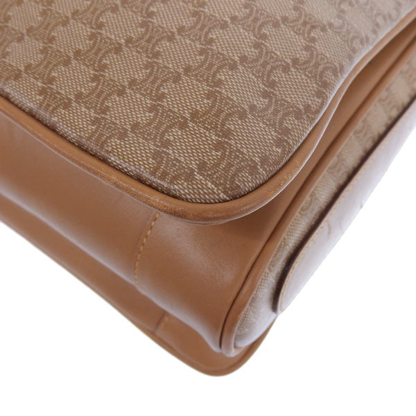 Celine Macadam Pattern Logo Plate Shoulder Bag Beige/Brown