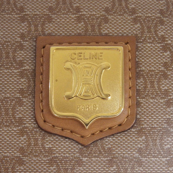 Celine Macadam Pattern Logo Plate Shoulder Bag Beige/Brown