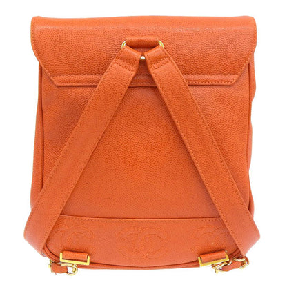 CHANEL Around 1997 Made Caviar Skin Turn-Lock Backpack Orange