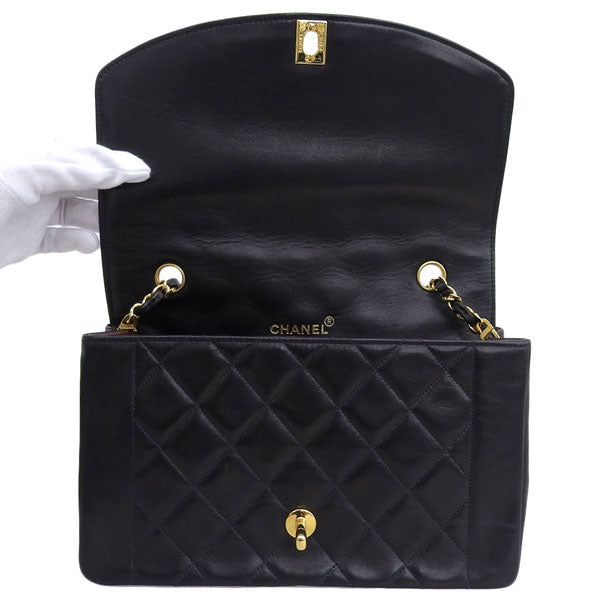 CHANEL Around 1992 Made Diana Flap Chain Bag 25Cm Black