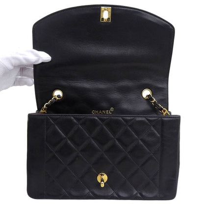 CHANEL Around 1992 Made Diana Flap Chain Bag 25Cm Black