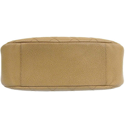 CHANEL Around 2003 Made Caviar Sklin Cc Mark Stitch Shoulder Bag Beige