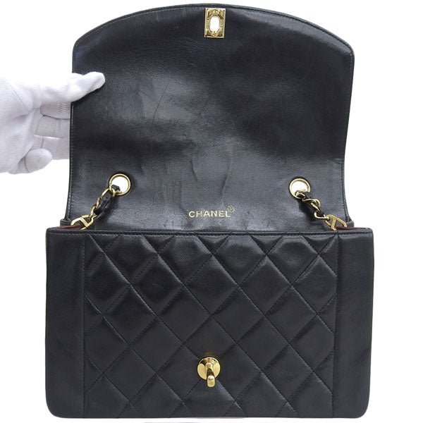 CHANEL Around 1997 Made Diana Flap Chain Bag 25Cm Black