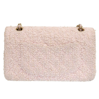 CHANEL Around 2003 Made Tweed Classic Flap Chain Bag 25Cm Shell Pink
