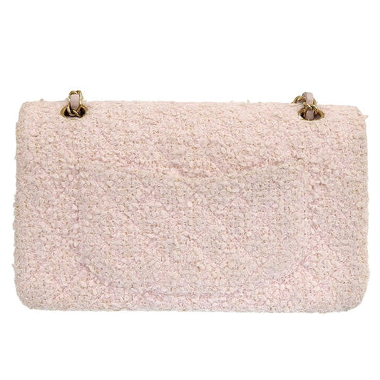 CHANEL Around 2003 Made Tweed Classic Flap Chain Bag 25Cm Shell Pink