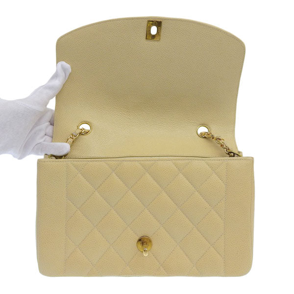 CHANEL Around 1992 Made Diana Flap Chain Bag 25Cm Beige