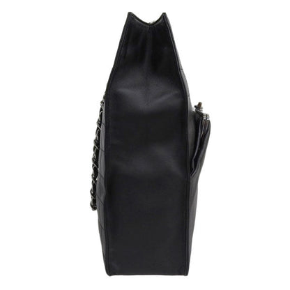 CHANEL Around 2005 Made Chocolate Bar Metal Clasp Chain Tote Bag Black