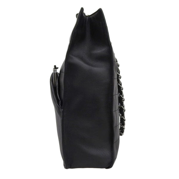 CHANEL Around 2005 Made Chocolate Bar Metal Clasp Chain Tote Bag Black
