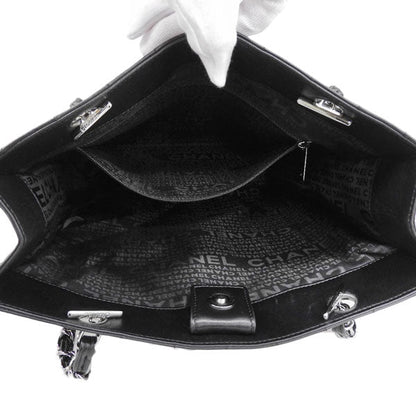 CHANEL Around 2005 Made Chocolate Bar Metal Clasp Chain Tote Bag Black