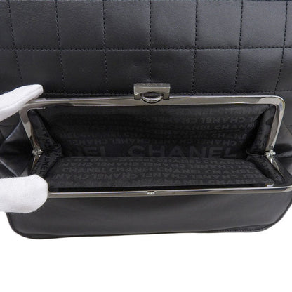 CHANEL Around 2005 Made Chocolate Bar Metal Clasp Chain Tote Bag Black