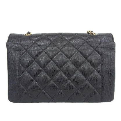 CHANEL Around 1992 Made Caviar Skin Diana Flap Chain Bag 25Cm Black