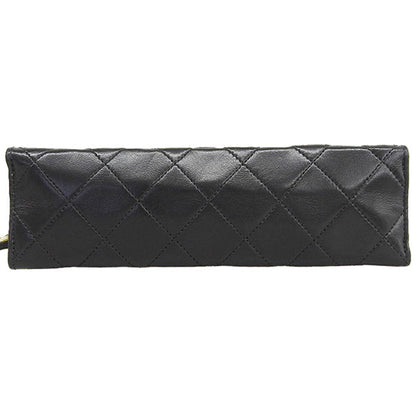 CHANEL Around 1985~1990 Made V Flap Cc Mark Plate Chain Bag Black