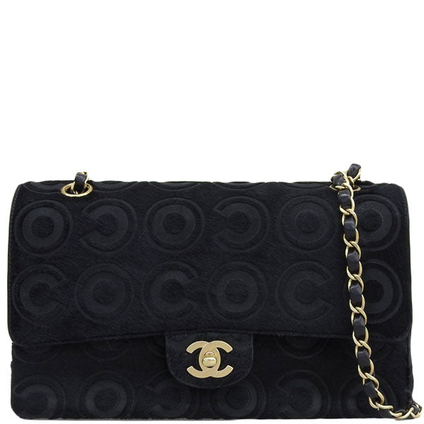 CHANEL Around 2000 Made Unborn Calf Classic Flap Chain Bag 25Cm Black