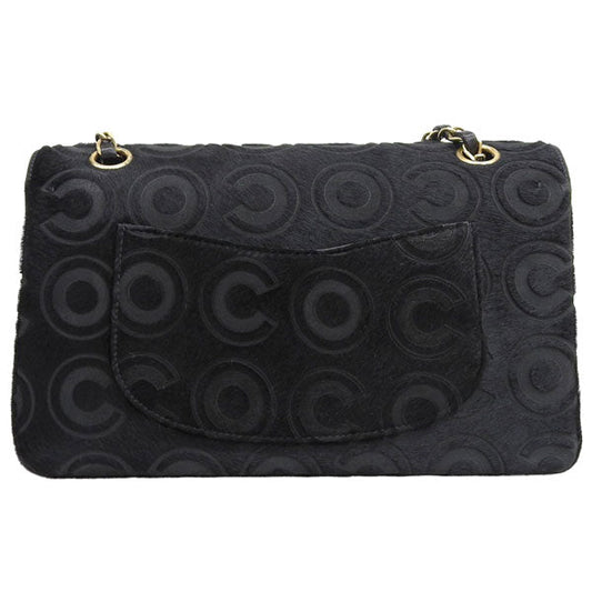 CHANEL Around 2000 Made Unborn Calf Classic Flap Chain Bag 25Cm Black