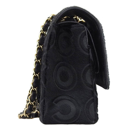 CHANEL Around 2000 Made Unborn Calf Classic Flap Chain Bag 25Cm Black