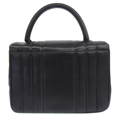 CHANEL Around 1995 Made Mademoiselle Stitch Turn-Lock Top Handle Bag Black