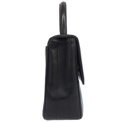 CHANEL Around 1995 Made Mademoiselle Stitch Turn-Lock Top Handle Bag Black