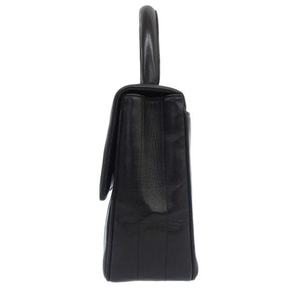CHANEL Around 1995 Made Mademoiselle Stitch Turn-Lock Top Handle Bag Black