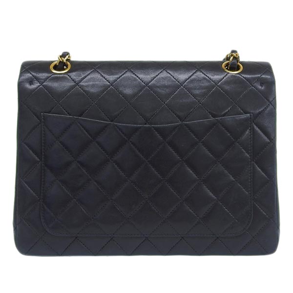 CHANEL Around 1985~1990 Made Classic Flap Turn-Lock Chain Bag Black