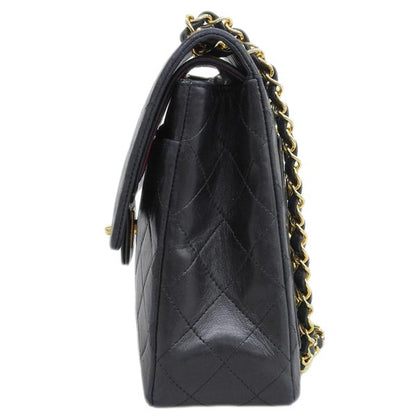 CHANEL Around 1985~1990 Made Classic Flap Turn-Lock Chain Bag Black