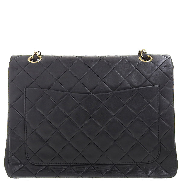 CHANEL Around 1990 Made Classic Flap Turn-Lock Chain Bag Black