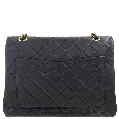 CHANEL Around 1990 Made Classic Flap Turn-Lock Chain Bag Black