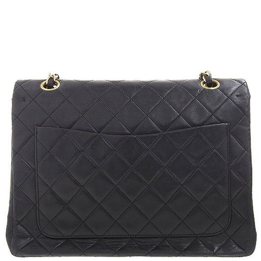 CHANEL Around 1990 Made Classic Flap Turn-Lock Chain Bag Black